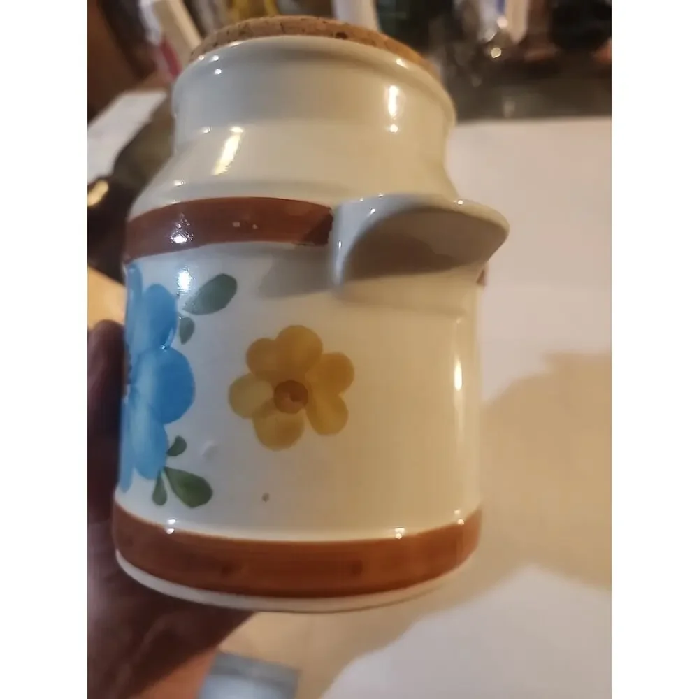 FTD Ceramic Milk Cream Can Shaped Ceramic Utensil Holder with Measurement Info
